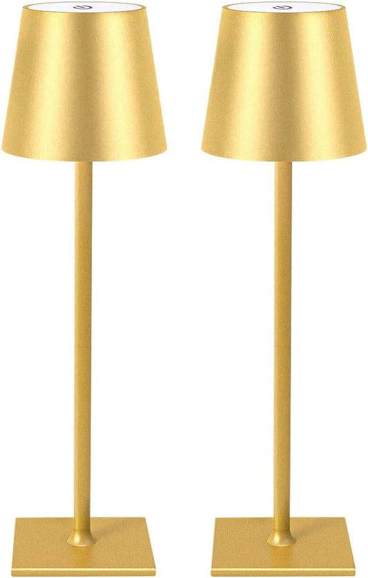 2 Pack Cordless Table Lamps, 3 Colors Stepless Dimming, 5000mAh Rechargeable Battery LED Desk Lamp for Bedroom/Couple Dinner/Desk/Cafe/Dining Room/Terrace
