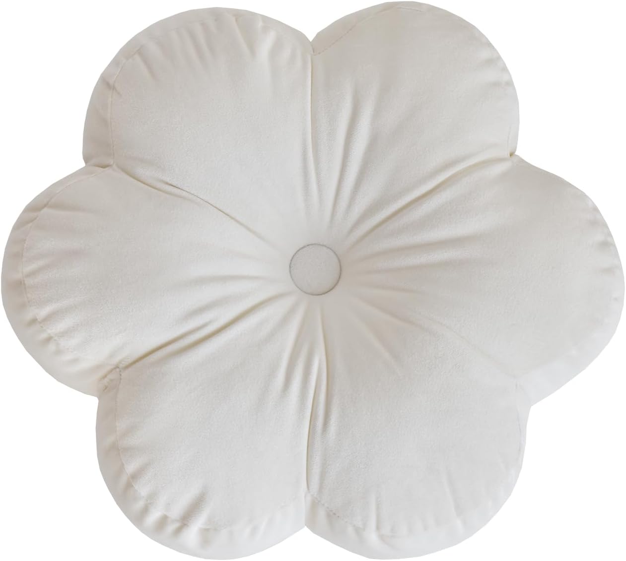 Xuyier Flower Pillow, Flower Shaped Pillow with Velvet for Couch Bed Chair Sofa, Home Decor Floor Seating Cushion Cute Throw Pillows for Living Room Bedroom (15 Inches, Ivory White)