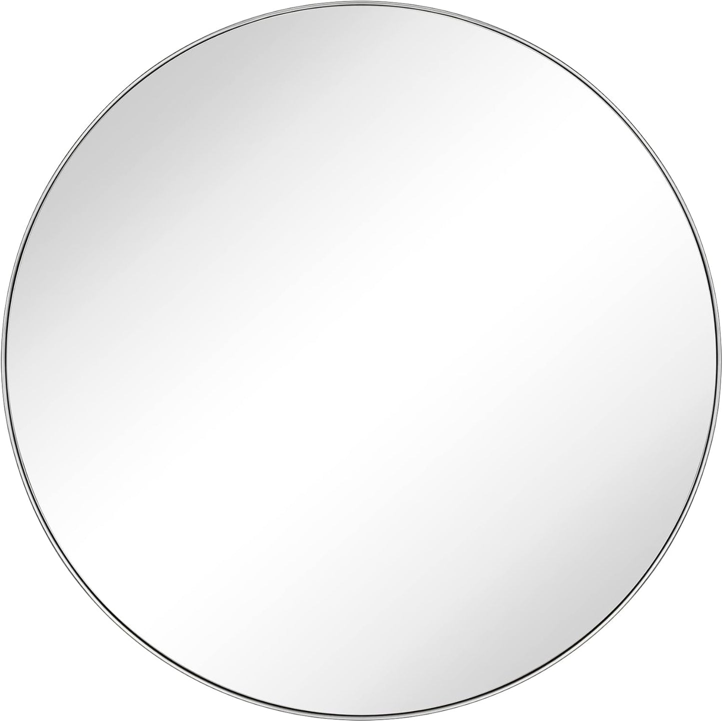 TEHOME 30 inch Brushed Nickel Round Brushed Silver Circular Round Mirror for Bathroom Vanity, Entryway, Dresser or Mantel