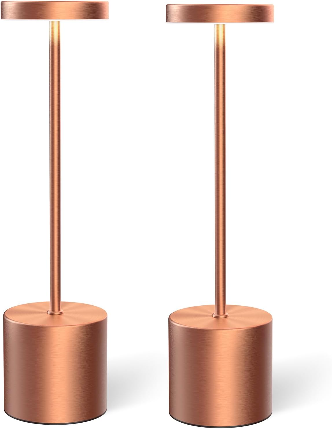 Cordless Table Lamps Rechargeable Set of 2, Portable LED Desk Lamp, 5000mAh Battery Powered Wireless Table Light - 3 Color Dimmable Lighting for Restaurant Dining Patio Outdoor Bedroom(Rose Gold)