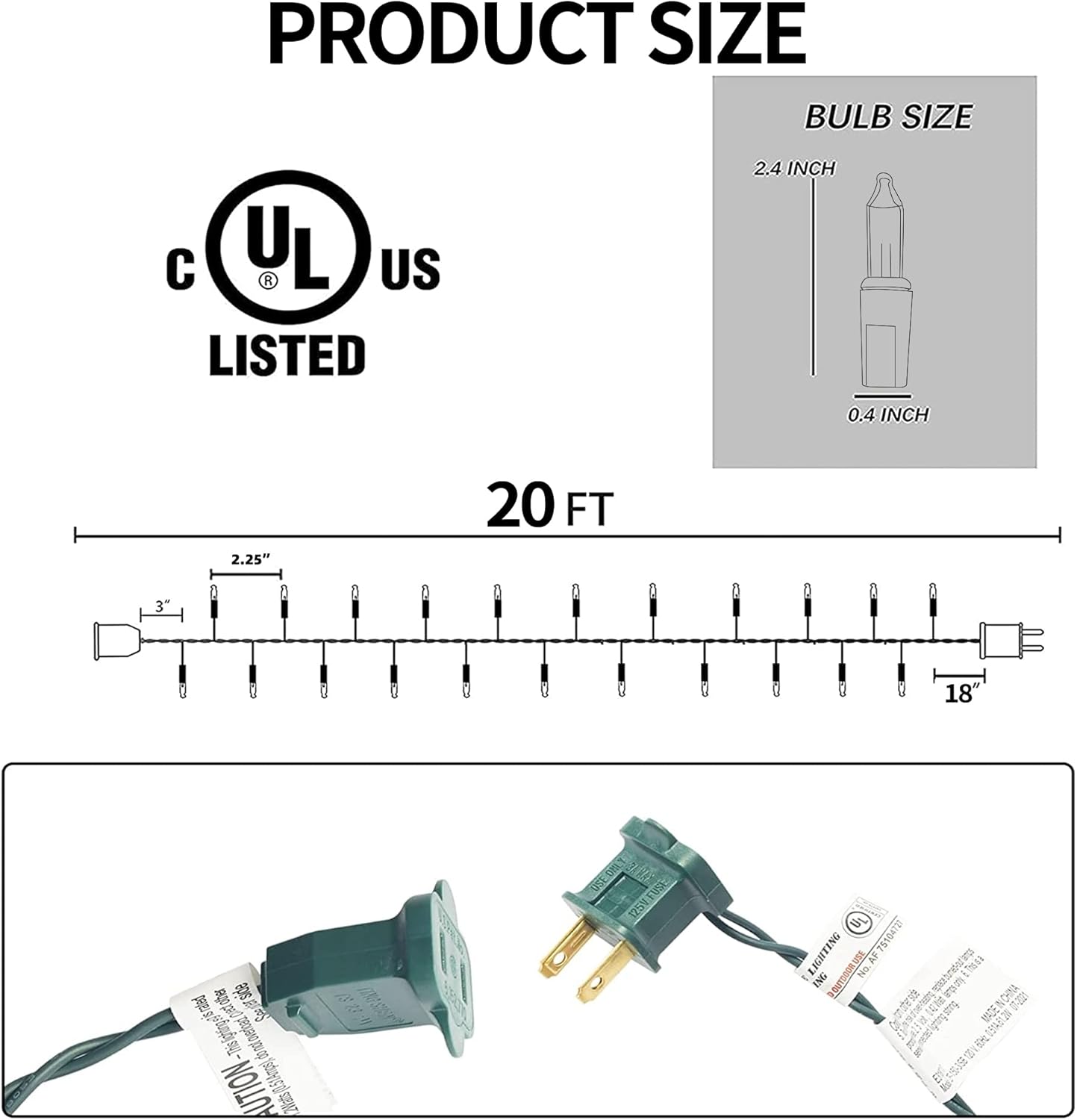 Dazzle Bright Multi-Colored Christmas Mini String Lights, 20FT 100 Count Incandescent Waterproof Fairy Lights Plug in, Connectable Christmas Decorations for Indoor Outdoor Home Party Garden Yard