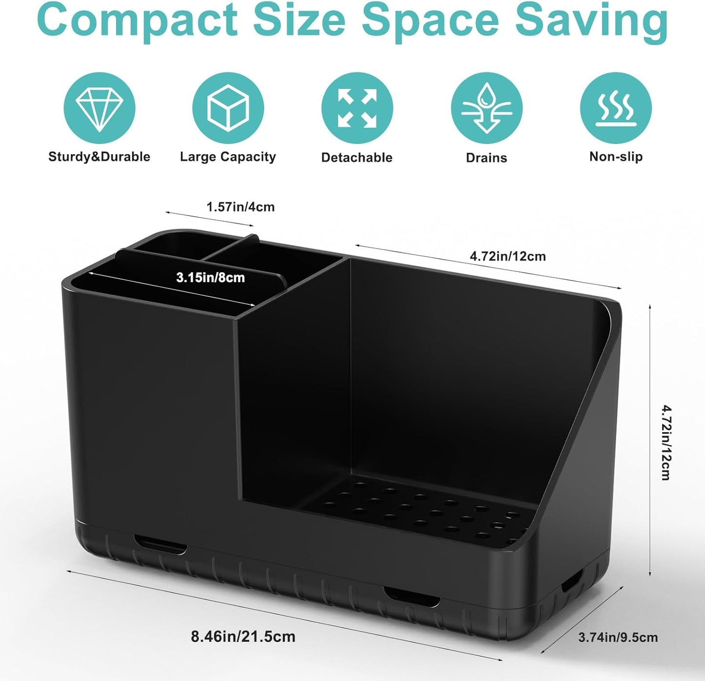 Toothbrush Holders for Bathrooms, Kids Electric Toothbrush and Toothpaste Holder, Toothbrush Organizer with Drainage, Tooth Brush Holder for Bathroom Countertop Organizer (Black)