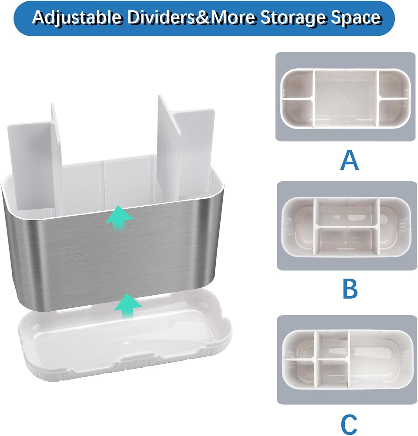 Toothbrush Holders for Bathroom Organizer Countertop, Detachable Anti-Slip Large Electric Toothbrush Holders, Brushed Nickel Toothbrush and Toothpaste Storage Caddy Drainage for Family, Kids