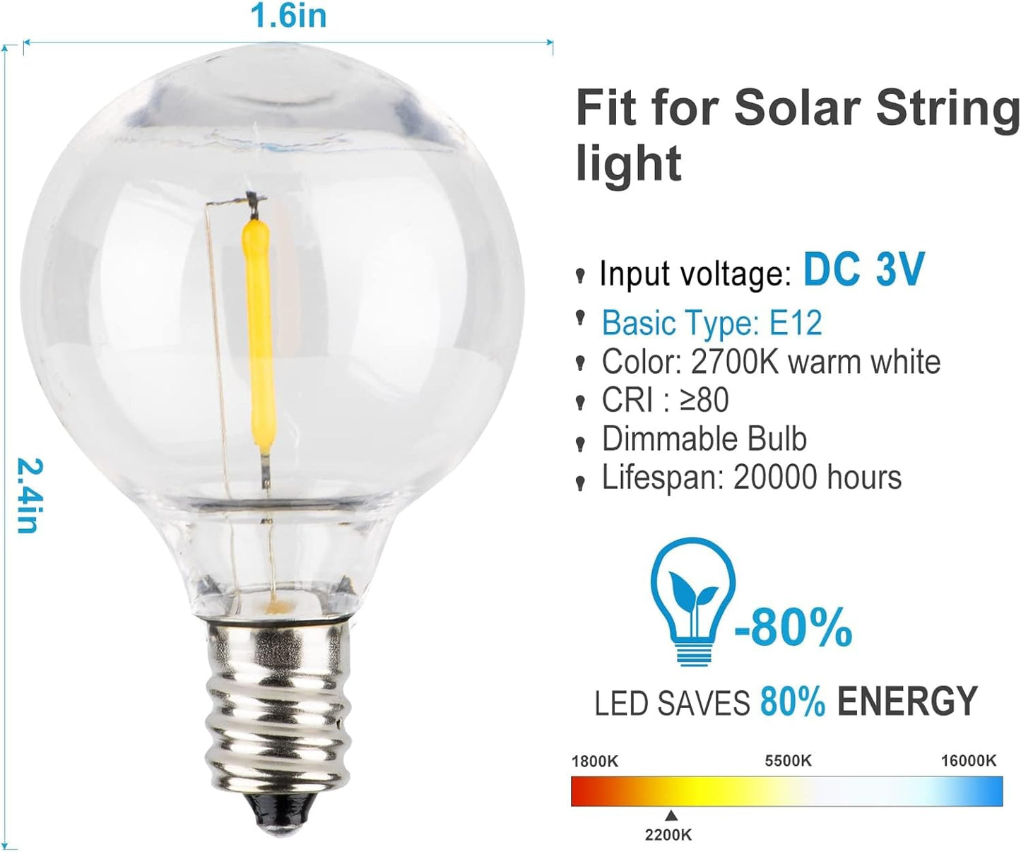 Lightdot 100FT Solar Outdoor String Lights, Waterproof Cafe Patio Lights with Shatterproof LED Bulbs, 2700K Warm White, Create Bistro Ambience On Your Garden Gazebo Backyard Decorative