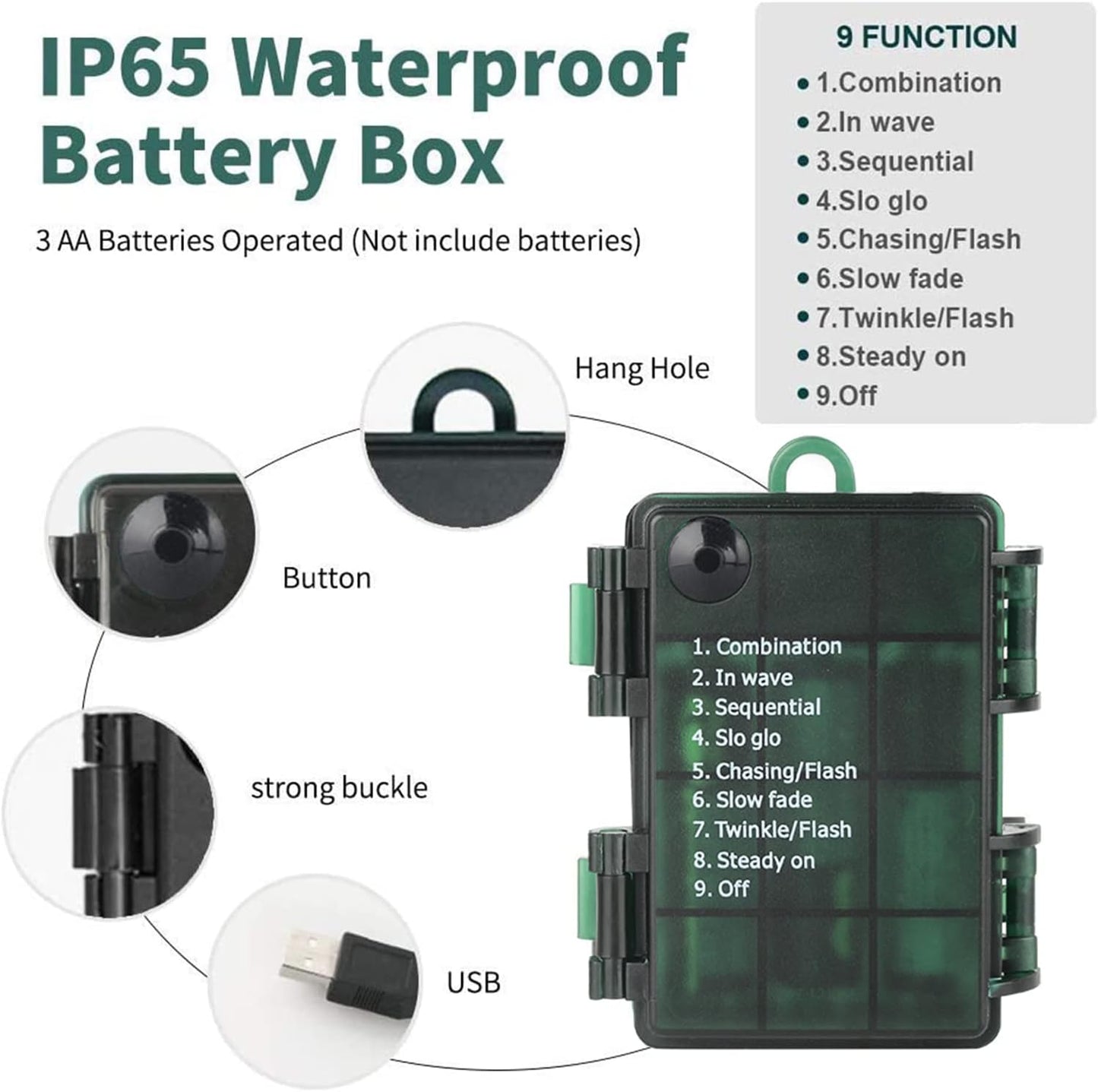 Christmas Lights 33ft 100 LED Battery String Lights with Timer Memory Function USB or Battery Powered Waterproof String Lights for Indoor Outdoor Decoration