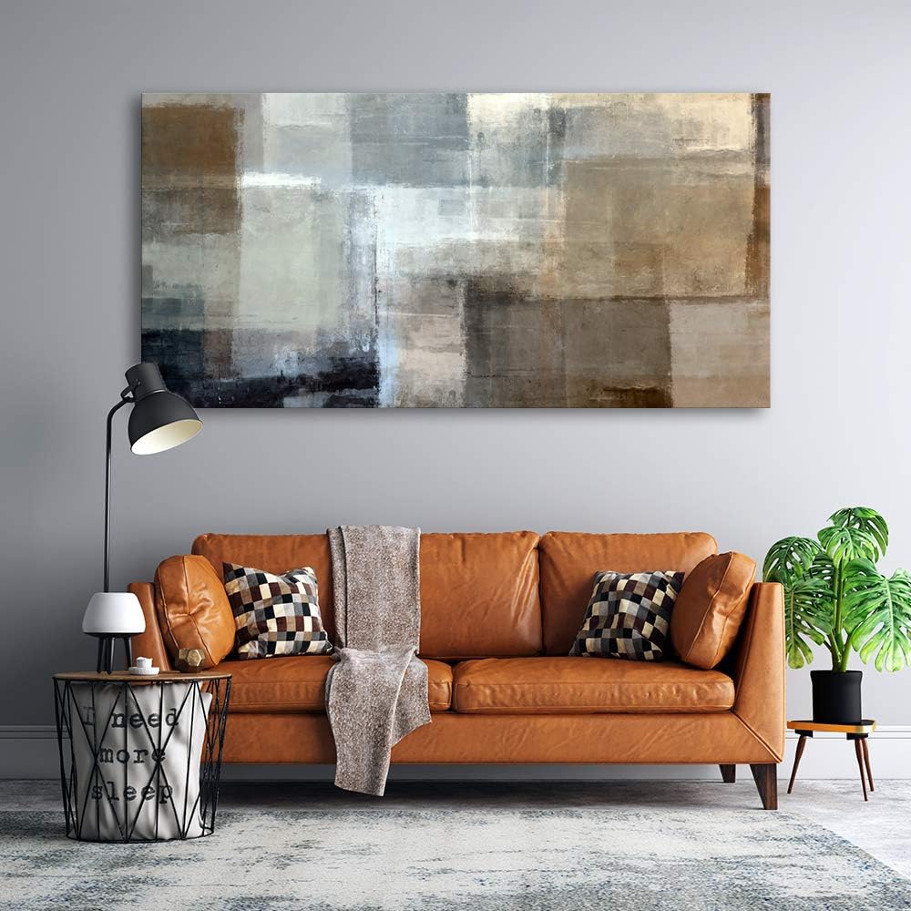 Baisuart A61275 Canvas Prints Abstract Wall Art Print Paintings Grey and Brown Stretched Canvas Wooden Framed for living Room Bedroom and Office Home Decor Artwork XXLarge 30x60inch