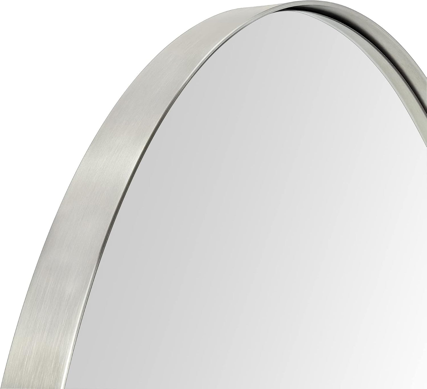 TEHOME 30 inch Brushed Nickel Round Brushed Silver Circular Round Mirror for Bathroom Vanity, Entryway, Dresser or Mantel