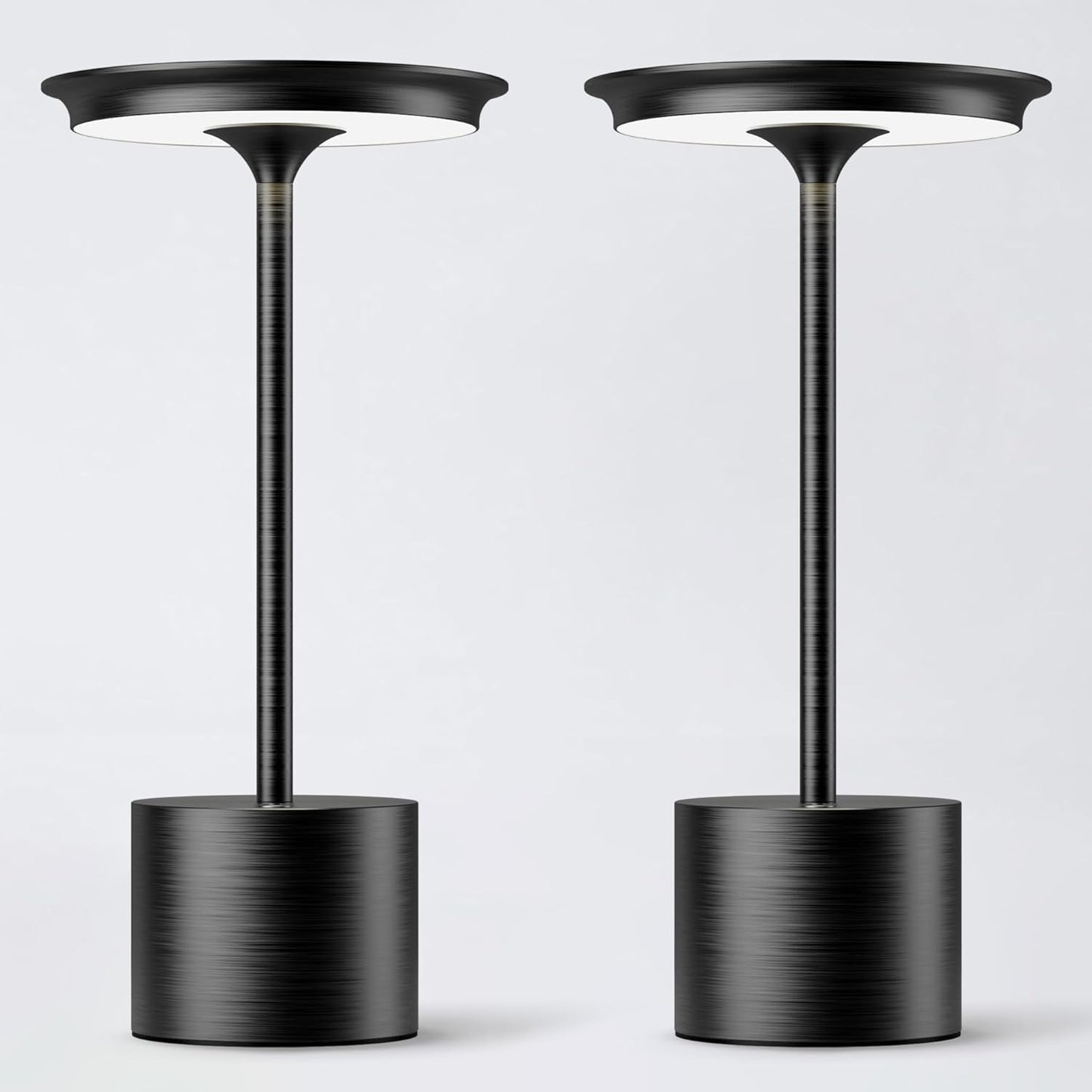 Cordless Table Lamp, Portable Rechargeable 6000mAh Outdoor Table Lamp, 3 Color Stepless Dimming Battery Powered Lamp, LED Table Light for Dinner/Restaurant/Outdoor (2Pack Black)