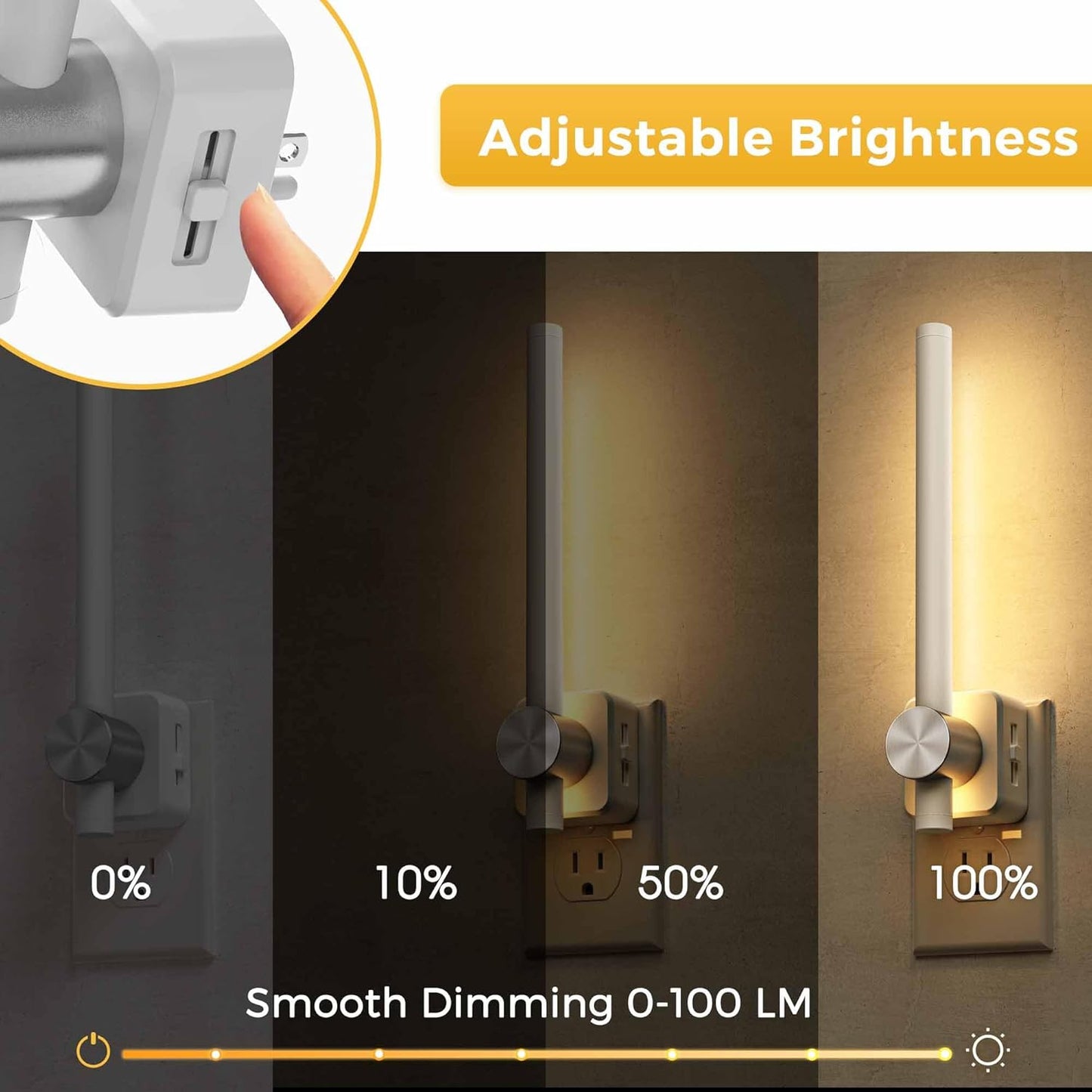 L LOHAS LED Night Light, 2 Pack Night Lights Plug into Wall, 0-200LM Bathroom Night Light, Dusk to Dawn Sensor 2W Dimmable Nightlights, Soft White 3000K, Modern Nightlight for Adults Mirror Restroom