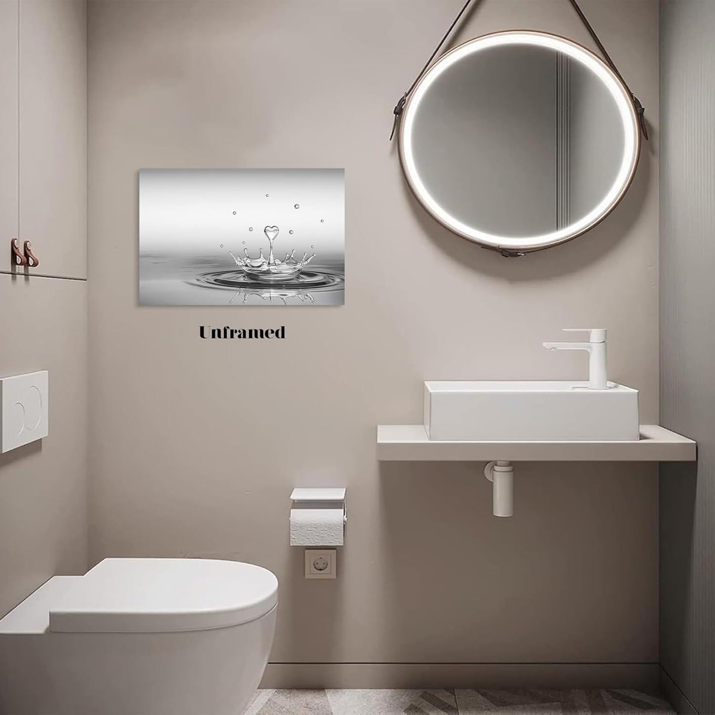 DCMVJHZV Heart Drop Bathroom Poster Black and White Wall Art Zen Bathroom Painting Wall Decor Yoga Meditation Picture Print Spa Room Bedroom Living Room Wall Decorations(16"x24" Unframed)