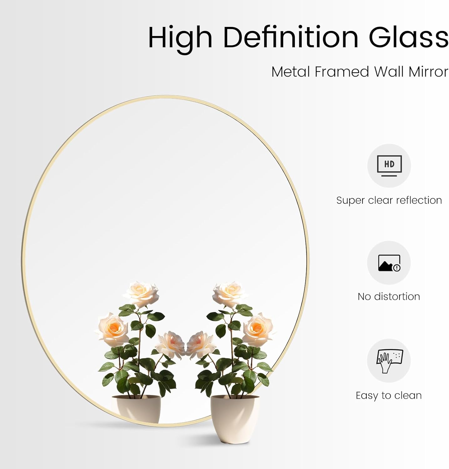 WallBeyond 32 inch Round Mirror Gold Large Circle Wall Mirror for Bathroom with Metal Framed, Round Wall Mirror for Wall Decor, Vanity, Entryway Living Room