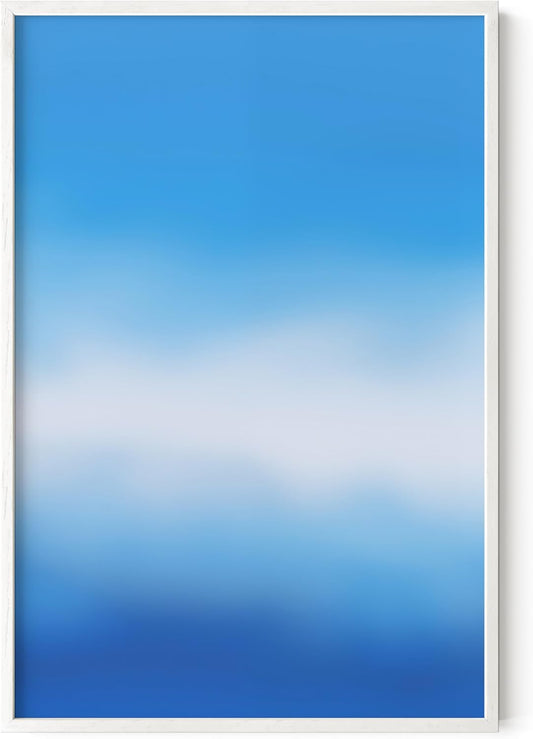 HAUS AND HUES Modern Abstract Wall Art - Blue and Green Living Room Art, Modern Artwork for Walls, Minimalist Picture for Living Room(Blue Tie-Dye, White Frame, 24x36)