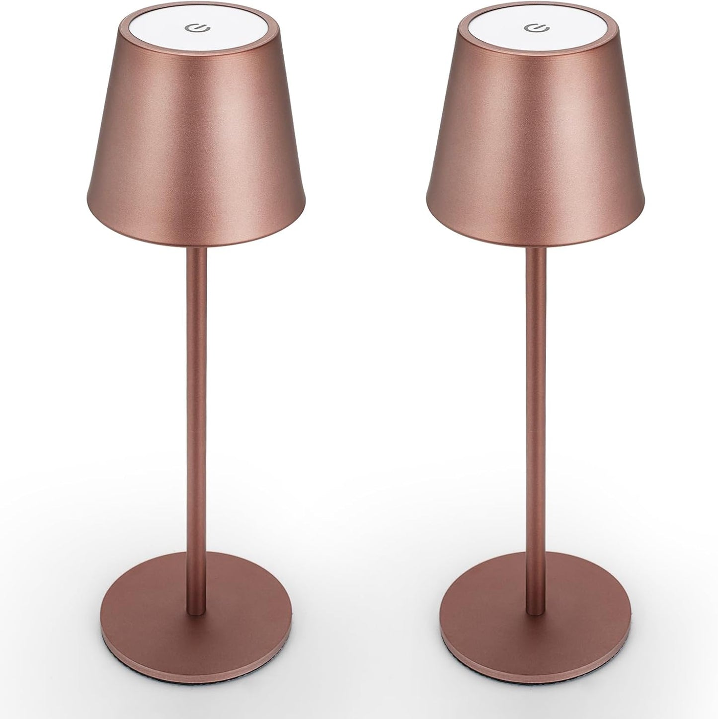 Maksone 2 Pack LED Cordless Table Lamp, 6600mWh Rechargeable Battery Desk Lamp, 3000K Stepless Dimming Night Light, IP54 Waterproof Metal Outdoor Portable Lamp for Camping, Restaurant(Brown)