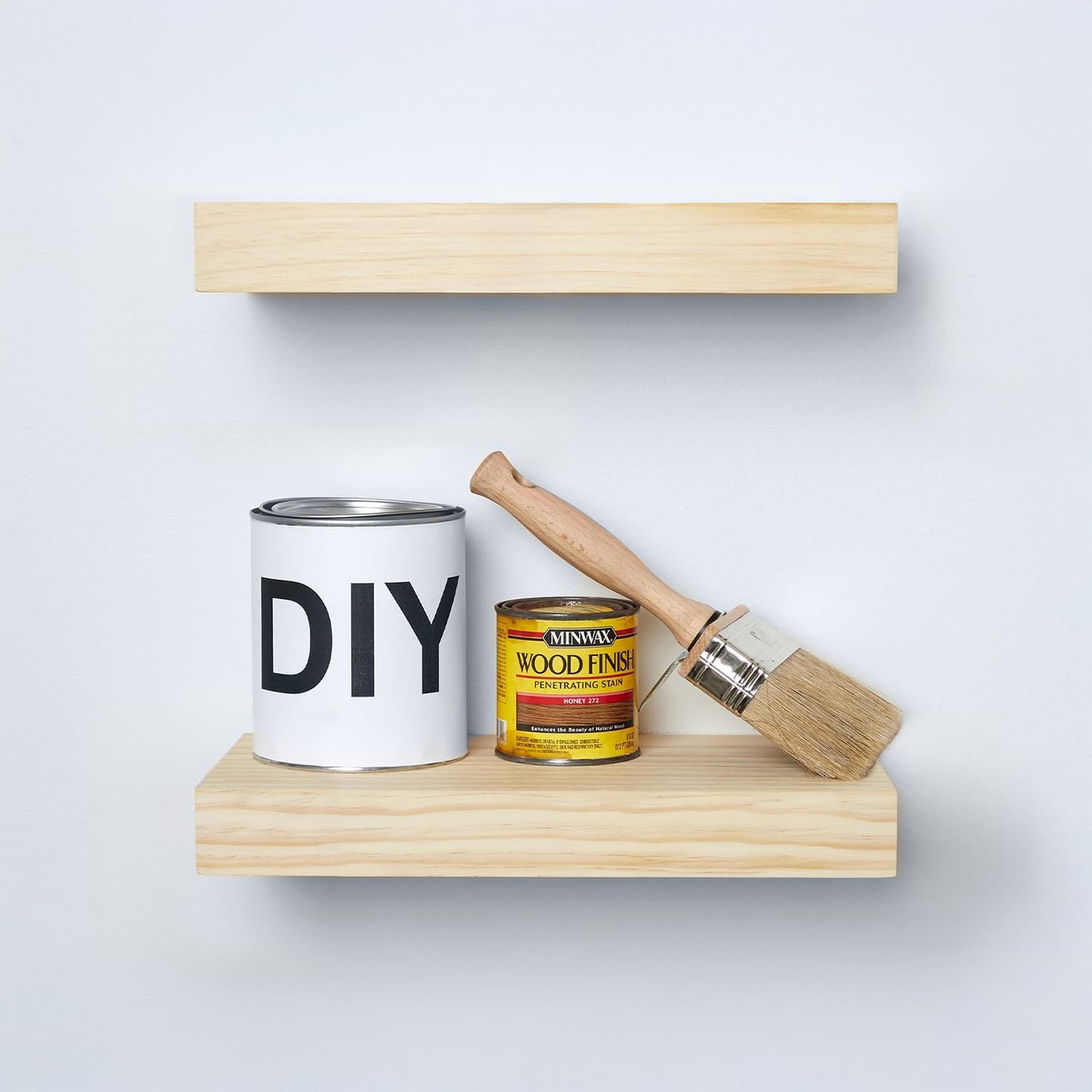 Homeforia Wood Floating Shelf 12 inch, High End Solid Natural Wood 12inch Floating Shelves for Wall Mounted, Unfinished Small Wooden Floating Shelves, Heavy Duty Bracket, 12 X 6.5 X 1.75 in, Set of 4