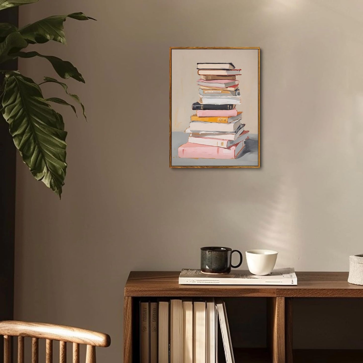 Djmwtb Framed Wall Art Book Canvas Wall Art Prints Vintage Library Books Wall Decor Aesthetic Posters Pictures Bookish Paintings for Classroom Reading Room Kids Bedroom 16x24in