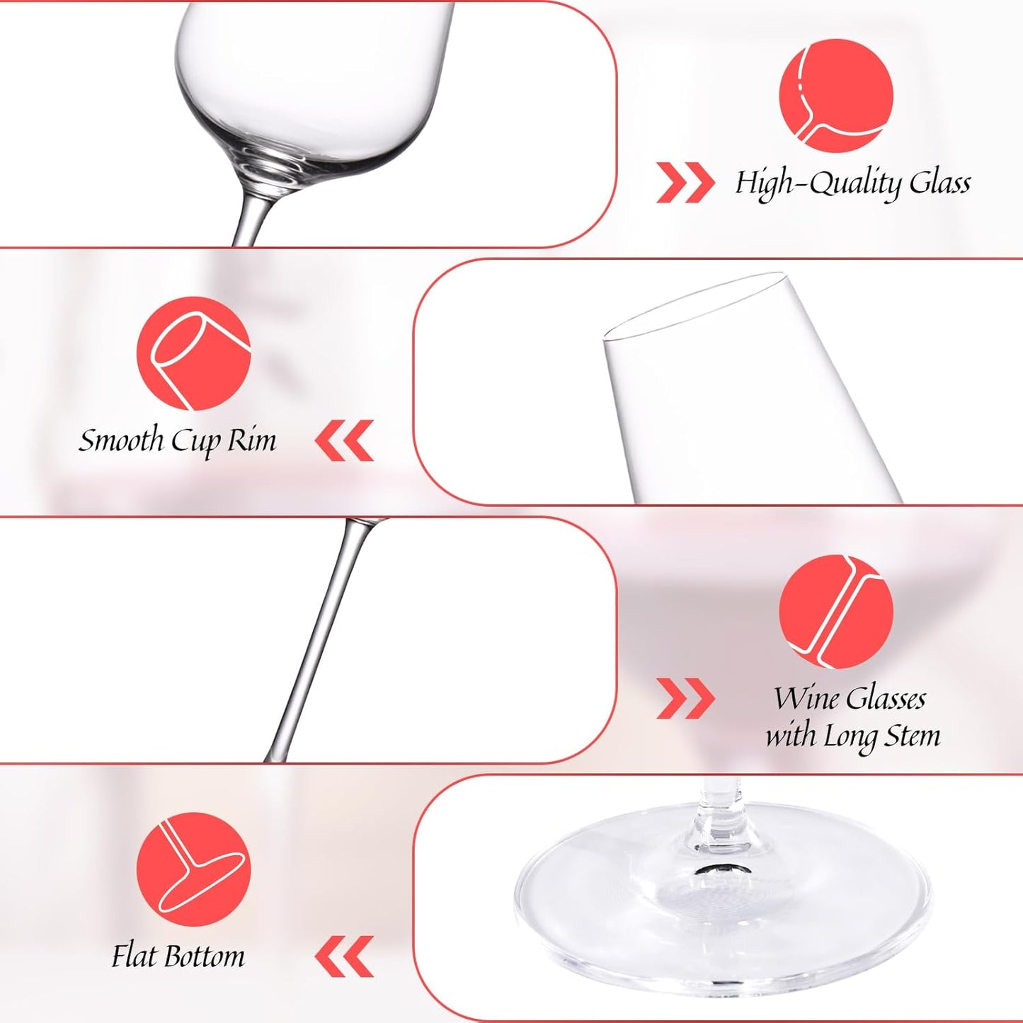 KAMMAK Wine Glasses Set of 2, 13.6 oz Hand Blown Crystal Bordeaux Wine Glasses, Thin Rim & Long Stem, Perfect for Red & White, Daily Use, Wedding Anniversary or Birthday Gift with Gift Box, S97CD43