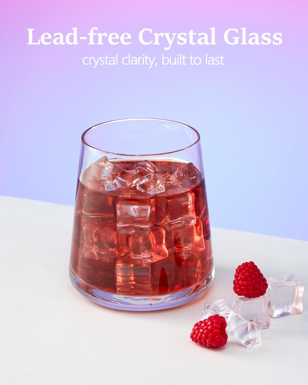 Crystal Stemless Wine Glasses Set of 4, 13.5 oz Hand-blown Drinking Glasses for Red and White Wine, Universal Drinking Glasses for Juice and Water, Thickened Base & Dishwasher Safe