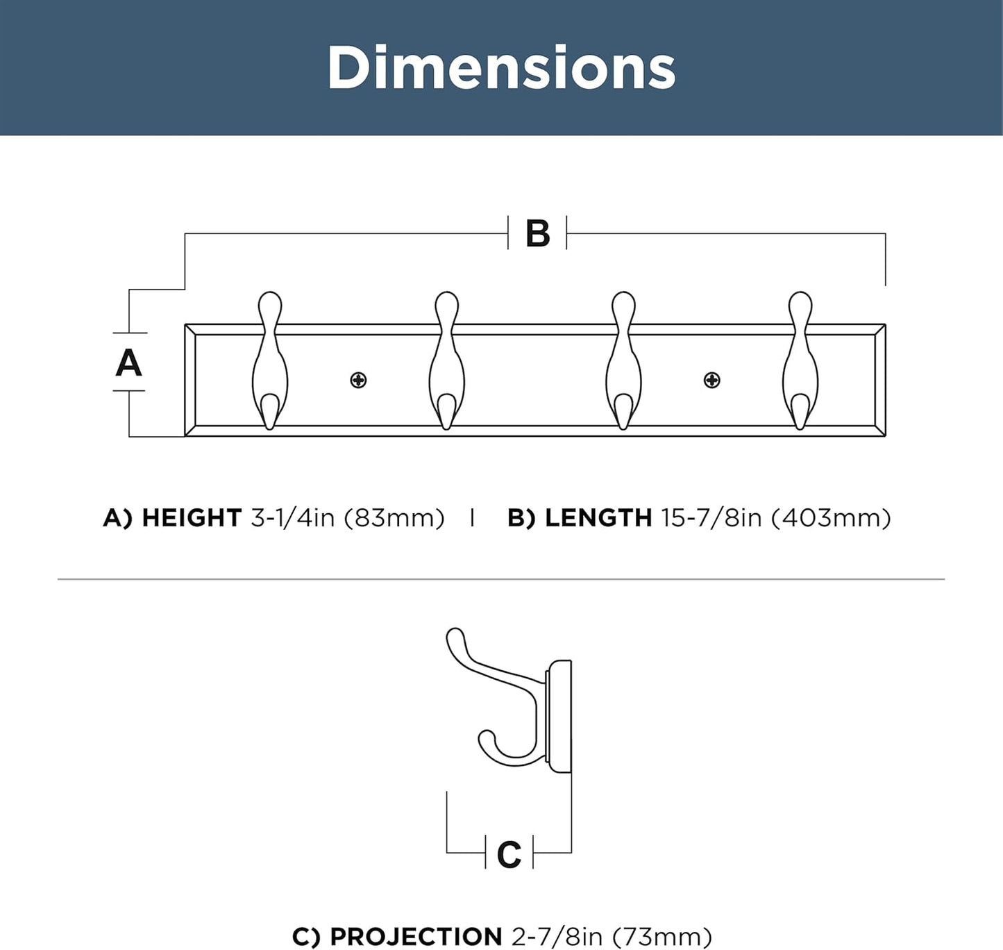 FRANKLIN BRASS Casual Curve Wall Mounted Pure White 16 in. Coat Rack, 4 Nickel Hooks, B46717K-PMN-C2