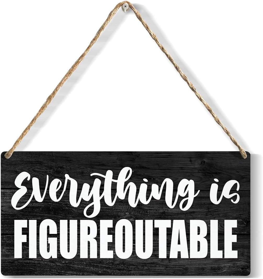 YCYD Inspirational Everything is Figureoutable Wood Sign Rustic Motivational Wooden Hanging Plaque for Home Office Wall Art Decoration 6 x 12 Inches Present