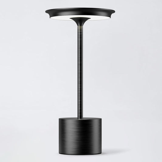 Cordless Table Lamp, Portable Rechargeable 6000mAh Outdoor Table Lamp, 3 Color Stepless Dimming Battery Powered Lamp, LED Table Light for Dinner/Restaurant/Outdoor (Black)