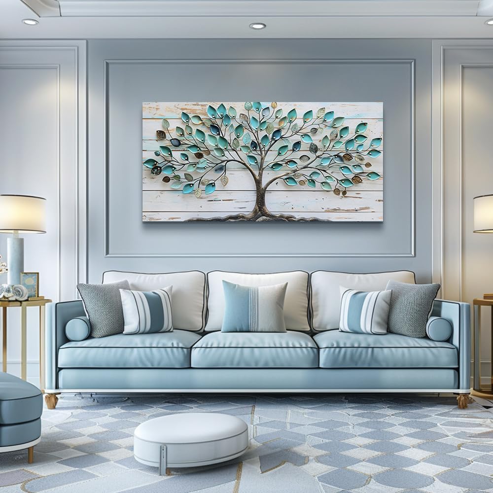 MHARTK66 Canvas Wall Art Colorful Trees Large Paintings For Living Room Abstract Wall Decor Bedroom Farmhouse Artwork For Office Blue Landscape Watercolor Pictures Rustic Wall Hanging Decor 20x40