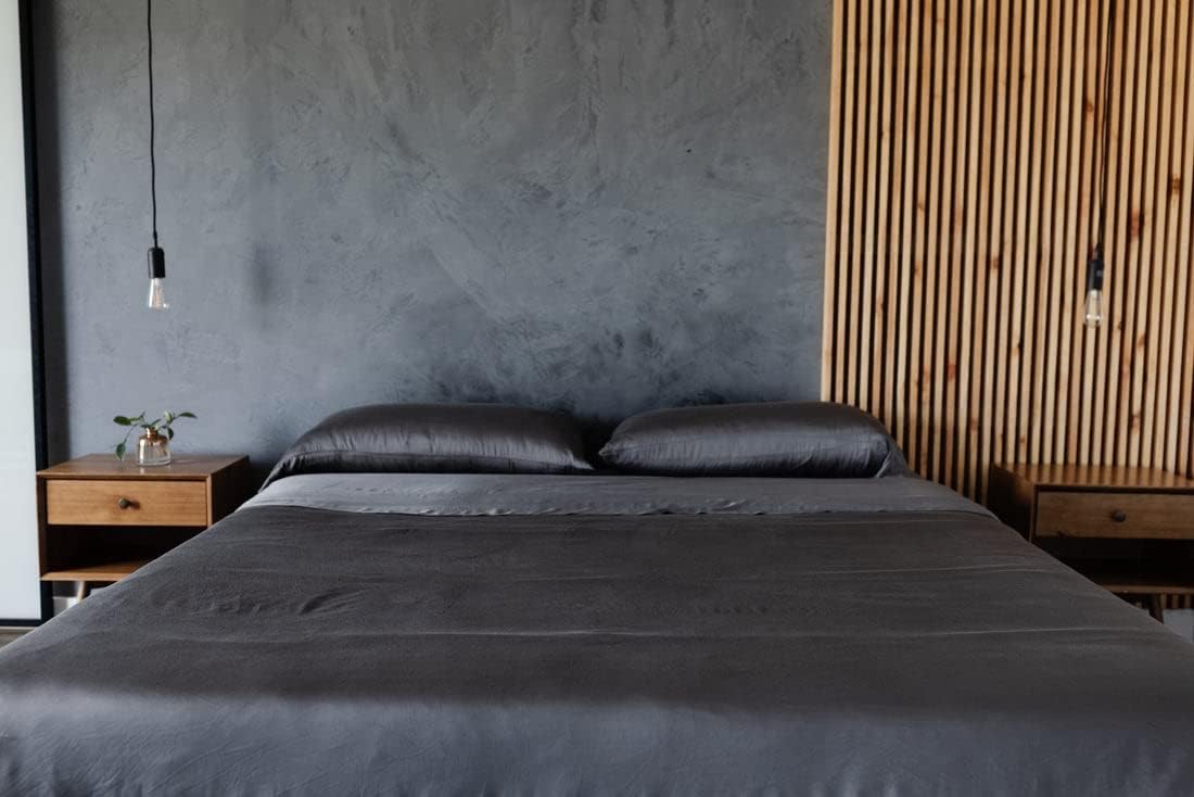 Cozy Earth Luxury Bed Sheet Set - 100% Viscose from Bamboo Fabric, Ultra-Soft & Breathable, Fits Regular & Deep Pocket Mattresses up to 20" - 4 Pieces Queen Sheet Set Charcoal Grey