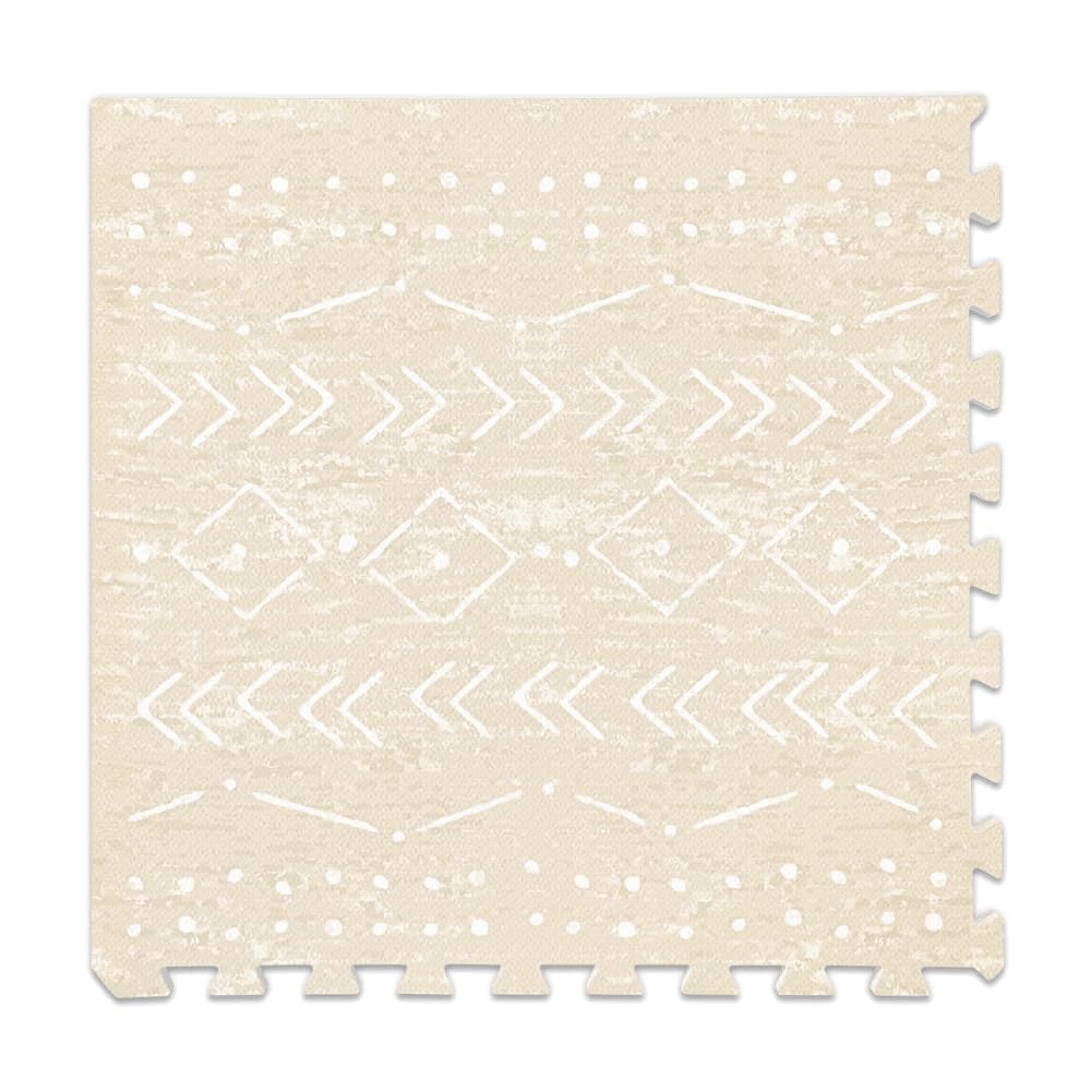 Baby Play Mat for Floor – 6x8ft Beige | Soft Non Toxic Premium EVA Foam Tiles for Tummy Time, Crawling & Playroom – Waterproof Interlocking Floor Mat for Babies & Toddlers by Lillefolk (12 Tiles)