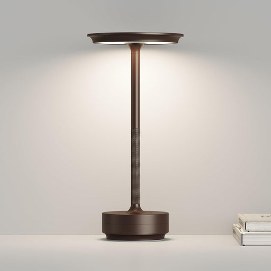 Cordless Table Lamp,USB Portable Rechargeable 5000mAh Outdoor LED Table Light,3 Levels of Brightness Infinitely Dimmable Touch Battery Powered Table Lamp,Dining/Patio/Nightstand(Brown)