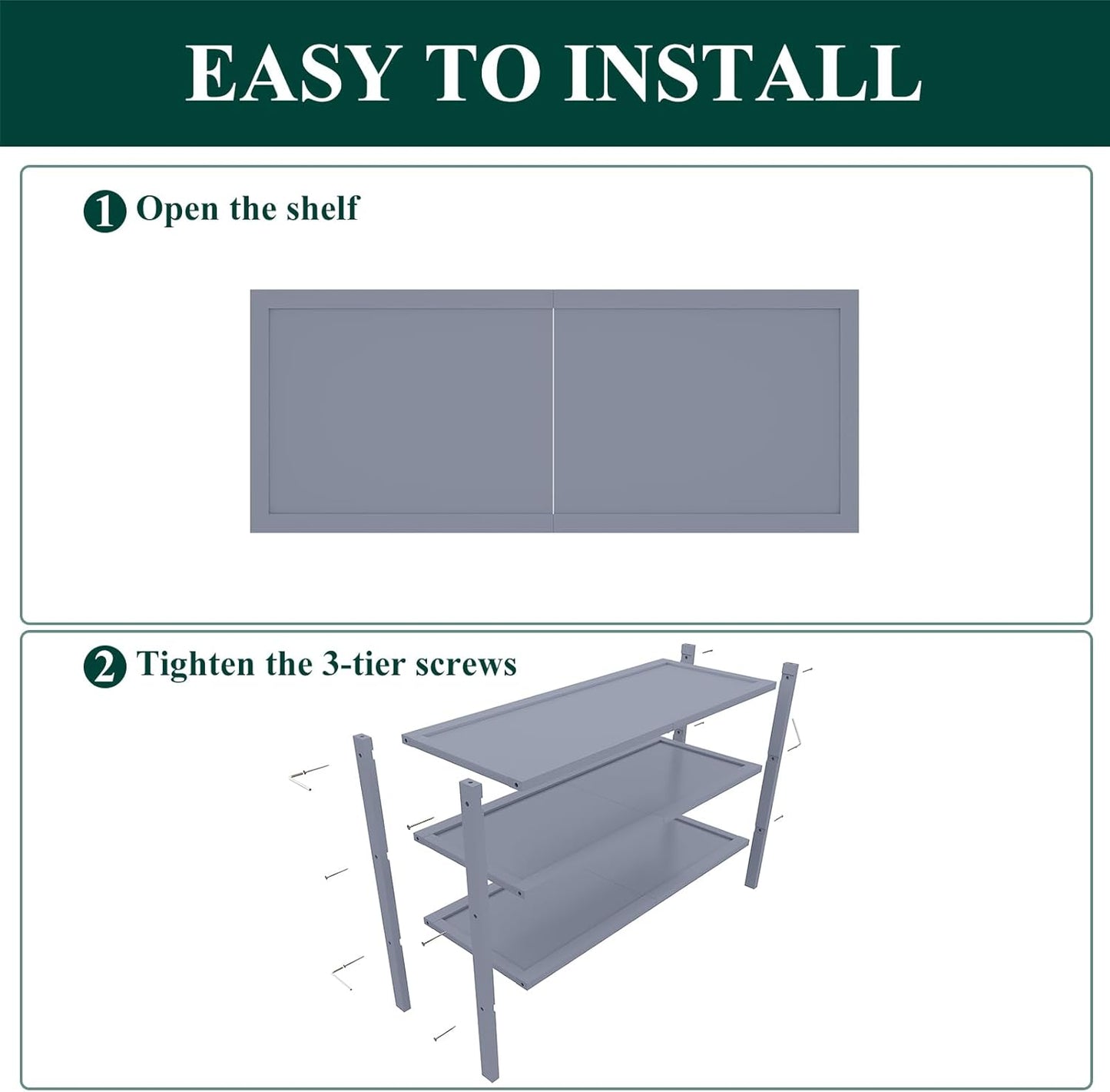 Smiry Bamboo Shoe Rack, 3 Tier Shoe Organizer for Entryway & Closet, Stackable Free Standing Storage Shelf for Shoes, Bags & Plants, Grey
