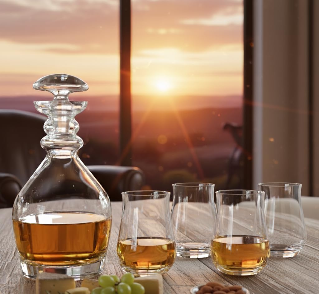 Ravenscroft Crystal | Elegant European-Made Hand-Blown Thomas Jefferson Decanter with Stopper | 100% Lead-Free Crystalline | 47.5 FL Oz | Gift-Boxed