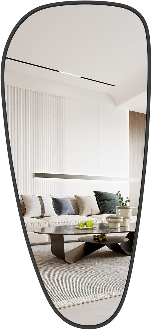 WallBeyond Asymmetrical Mirror, Irregular Wall Mirror, Wall Mirrors Decorative for Bedroom Living Room entryway Hall, Wall Mirror for mid Century Modern Decor 48" H x 22" W, Black
