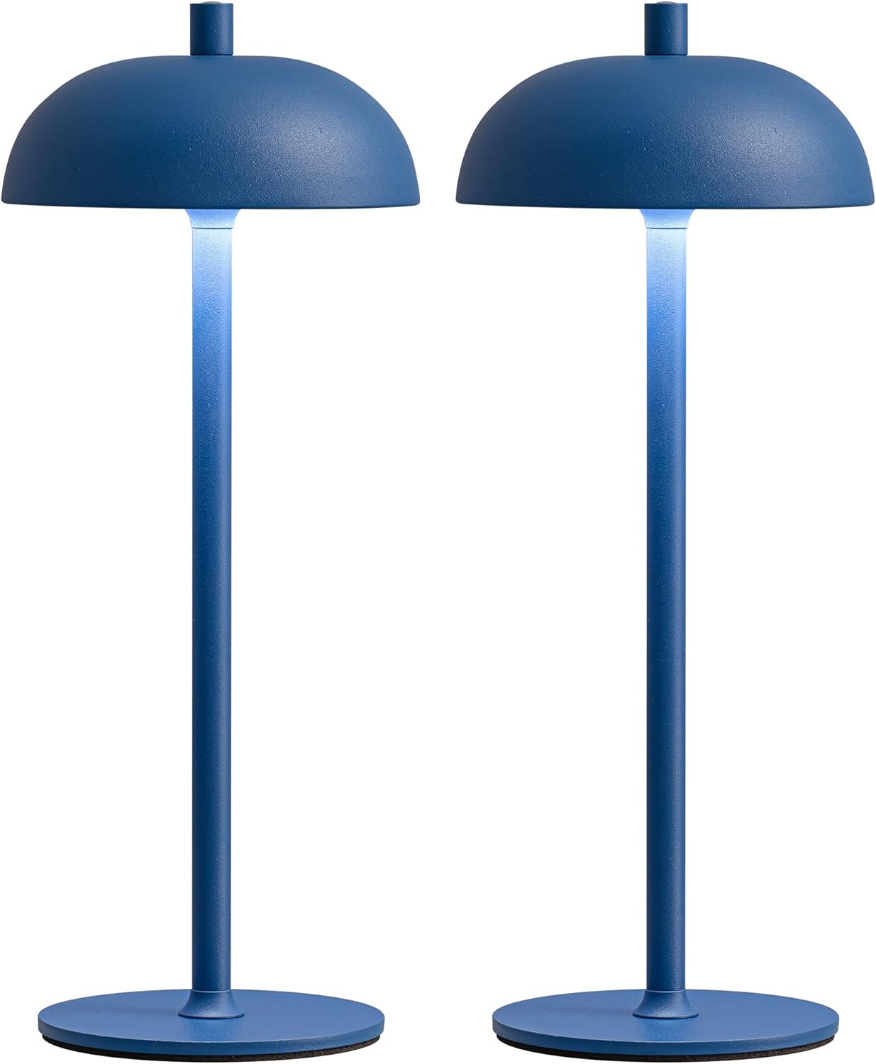 LED 12" Small Cordless Table Lamp Set of 2, 4000mAh Portable Touch Desk Lamp, 3 Color Dimming Rechargable Battery Powered Lamps, for Bedroom, Outdoor, Restaurant, Bedside, Night Lights (Blue)