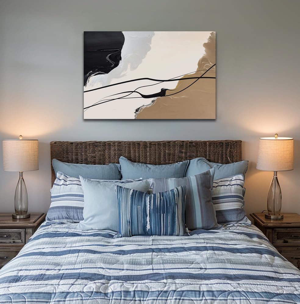 Abstract Wall Art Canvas Decor Large Abstract Art Paintings for Living Room Brown and Grey Fantasy Graffiti Pictures for Home Bedroom Kitchen Decorations (32x48inches)