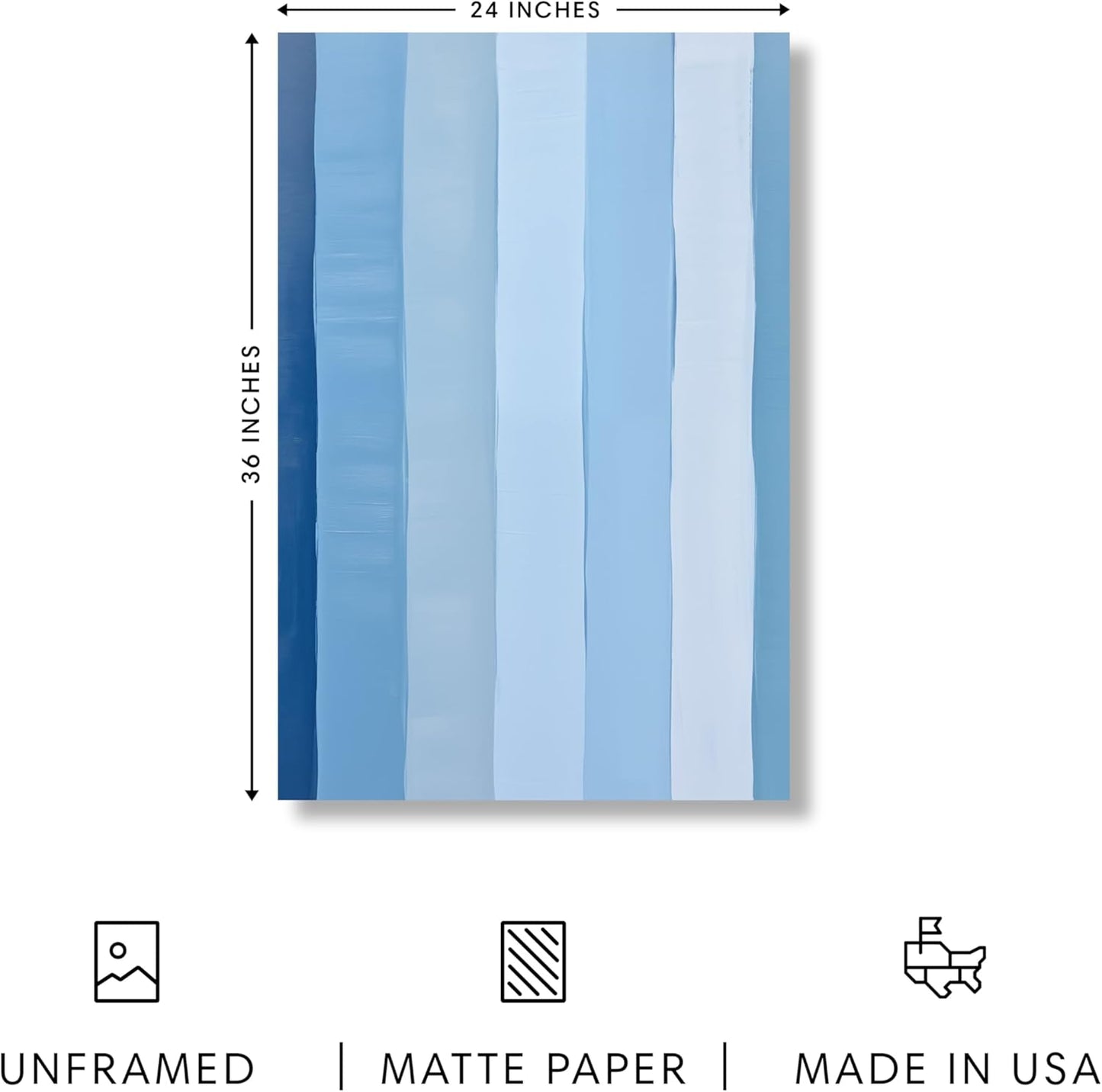 HAUS AND HUES Modern Abstract Wall Art - Blue and Green Living Room Art, Modern Artwork for Walls, Minimalist Picture for Living Room(Painted Stripes, Unframed, 24x36)