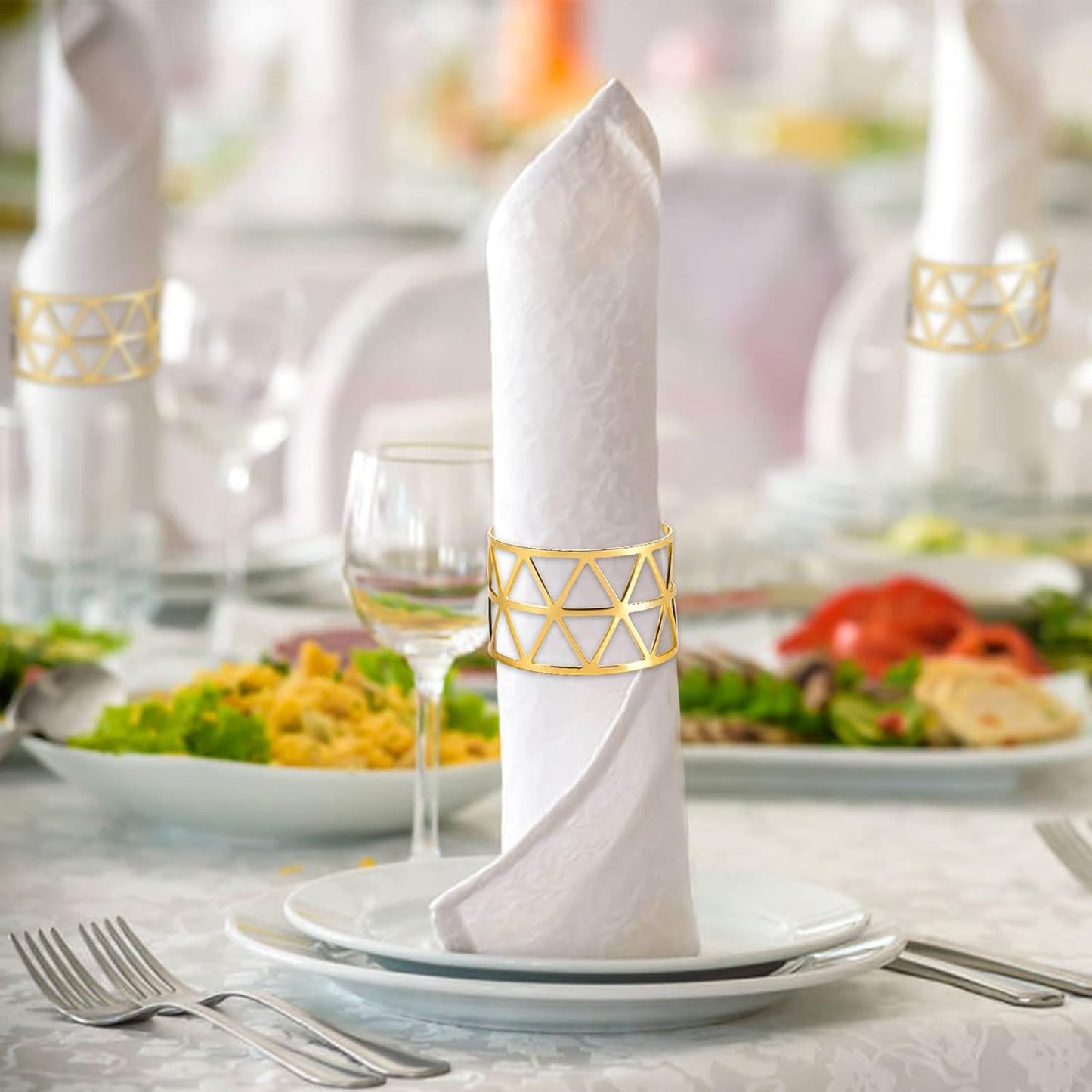 12 Pcs Gold Napkin Rings - Set of 12 Metal Napkin Ring Holders for Party Table Settings