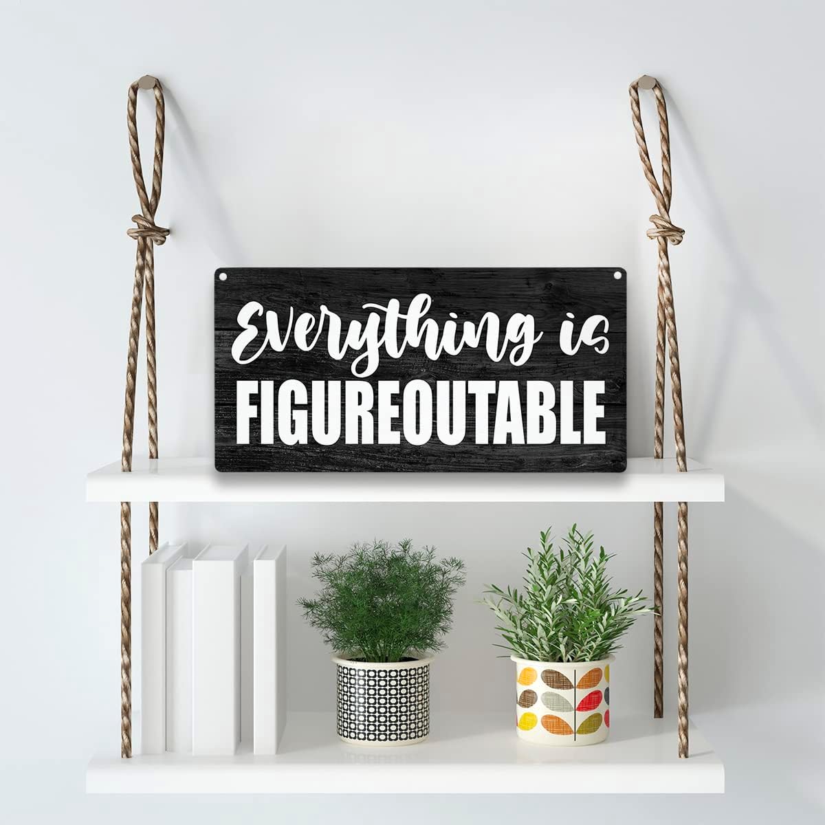 YCYD Inspirational Everything is Figureoutable Wood Sign Rustic Motivational Wooden Hanging Plaque for Home Office Wall Art Decoration 6 x 12 Inches Present