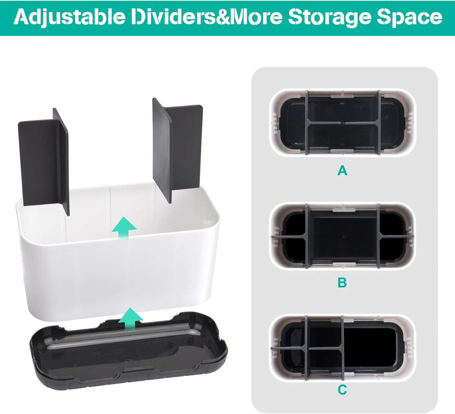 Toothbrush Holders for Bathrooms, Electric Toothbrush and Toothpaste Holder with Adjustable Dividers and Drainage, Kids Toothbrush Organizer for Bathroom Countertop