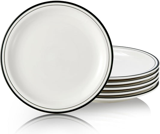 10.5-inch Porcelain Dinner Plate Set of 6 - Microwave, Oven and Dishwasher Safe, Scratch Resistant. (Classic Dark Green)