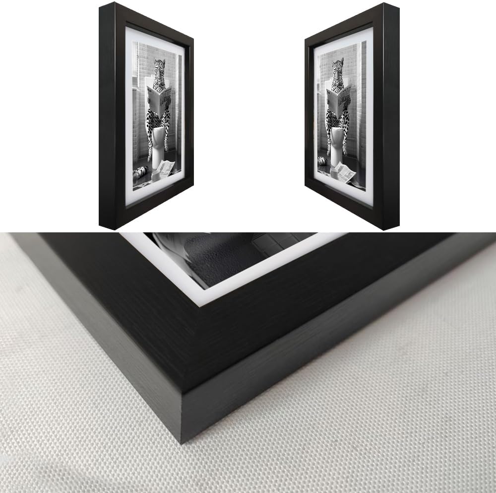 Funny Bathroom Wall Art Leopard in Toilet Decor Black and White Animal Canvas Print Kids Bathroom Picture Artwork