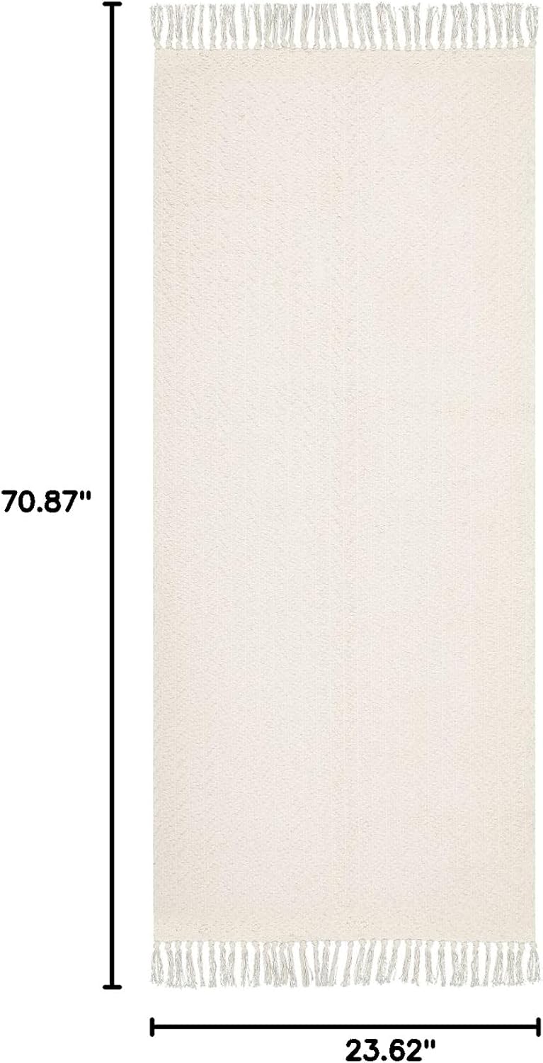 Lahome Boho Kitchen Runner, 2x6 Laundry Room Rug Lightweight Runners for Hallways Washable Runner Rug with Tassels, Farmhouse Cotton Beige Throw Rugs Non Shedding Carpet for Entryway Bathroom