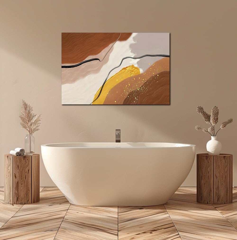 Abstract Wall Art for Living Room Boho Wall Decor Mid Century Modern Prints Pictures Abstract Geometric Painting for Bedroom Orange Minimalist Artwork for Bathroom Home Office Decorations