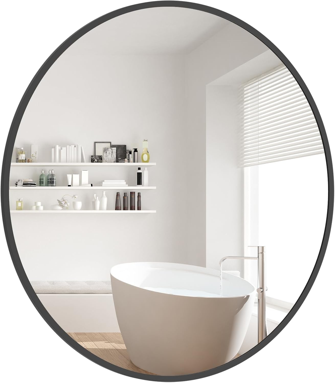 WallBeyond Round Wall Mirror 20 inch Black Circle Mirror for Bathroom with Metal Framed, Round Black Mirror for Wall Decor, Vanity, Entryway Living Room