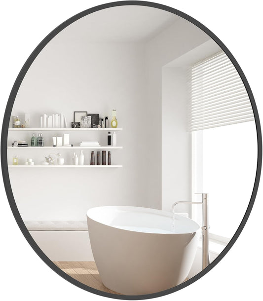 WallBeyond Round Wall Mirror 20 inch Black Circle Mirror for Bathroom with Metal Framed, Round Black Mirror for Wall Decor, Vanity, Entryway Living Room
