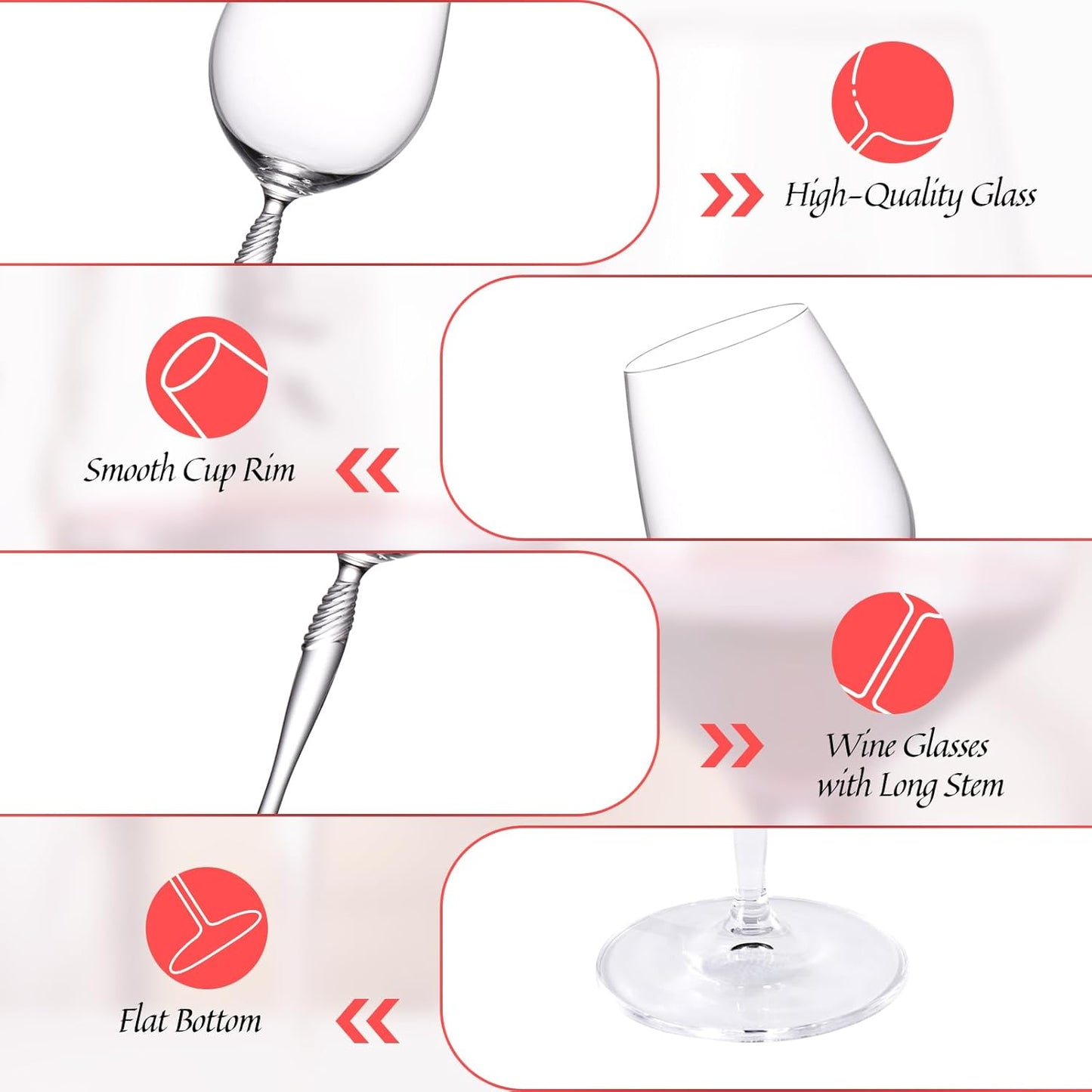 KAMMAK Wine Glasses Set of 2, 13.5 oz Hand Blown Crystal Bordeaux Wine Glasses, Thin Rim & Long Stem, Perfect for Red & White, Daily Use, Wedding Anniversary or Birthday Gift with Gift Box, Kaila