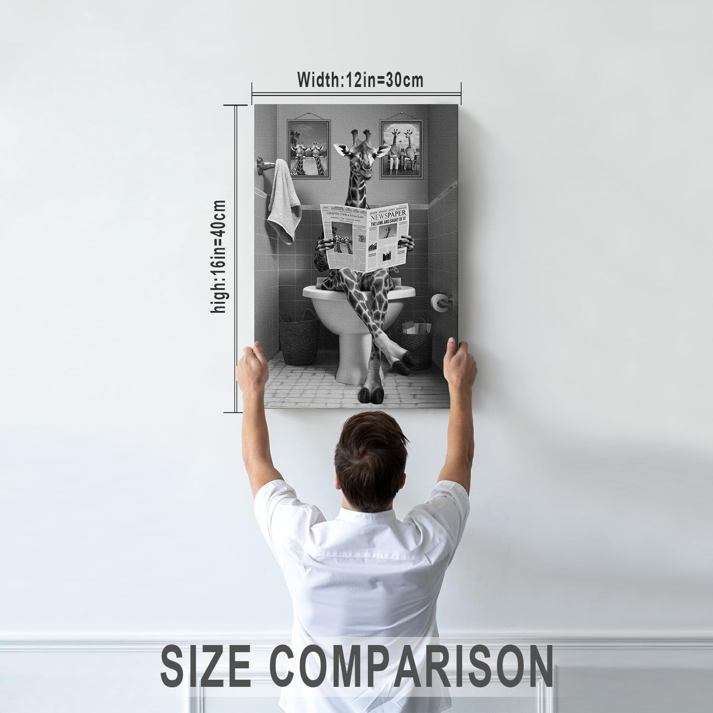 DIHSIEG Inspirational Canvas Wall Art Funny Bathroom Wall Art Print Poster, Frameless Canvas Decor,with Hook, Can be Placed on the Table,Motivational Prints,Dark 12x16 Inch