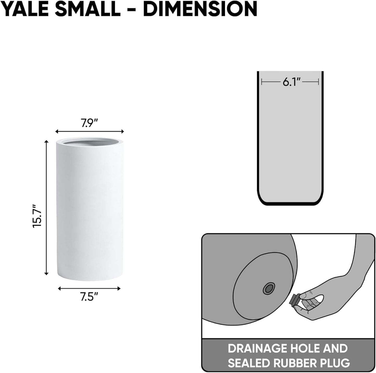 DTY Signature Mount Oxford Tall Outdoor Planter - Small White 15.7 Inch Height Tall Planter Pot for Indoor & Outdoor Spaces - Stylish Planter for Contemporary Homes and Gardens