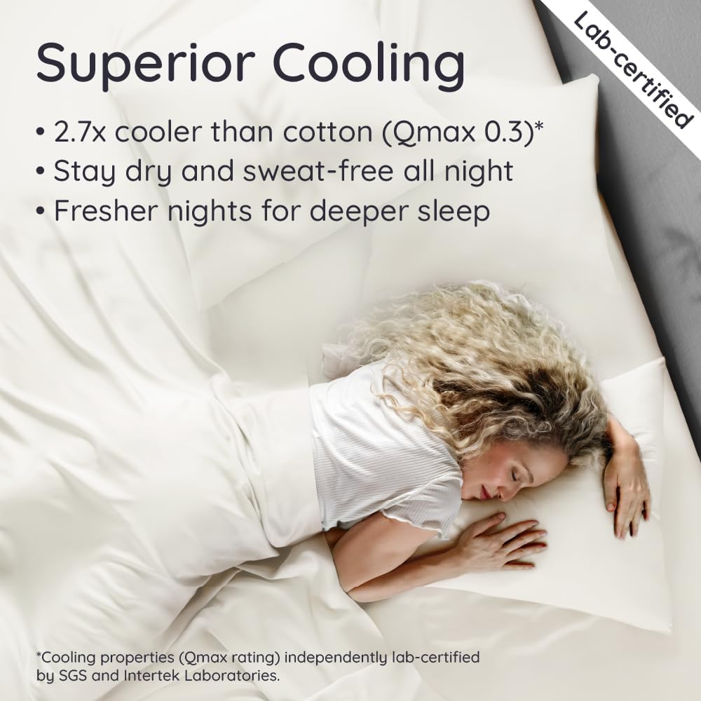 Bambaw 100% Viscose Derived from Bamboo Sheets California King Size Set – 4pcs Super Soft Bedding Set, Cooling Bed Sheet, Hotel Luxury Bed Sheets Set, Deep Pockets Fits Up to 16'' Mattresses (Ivory)