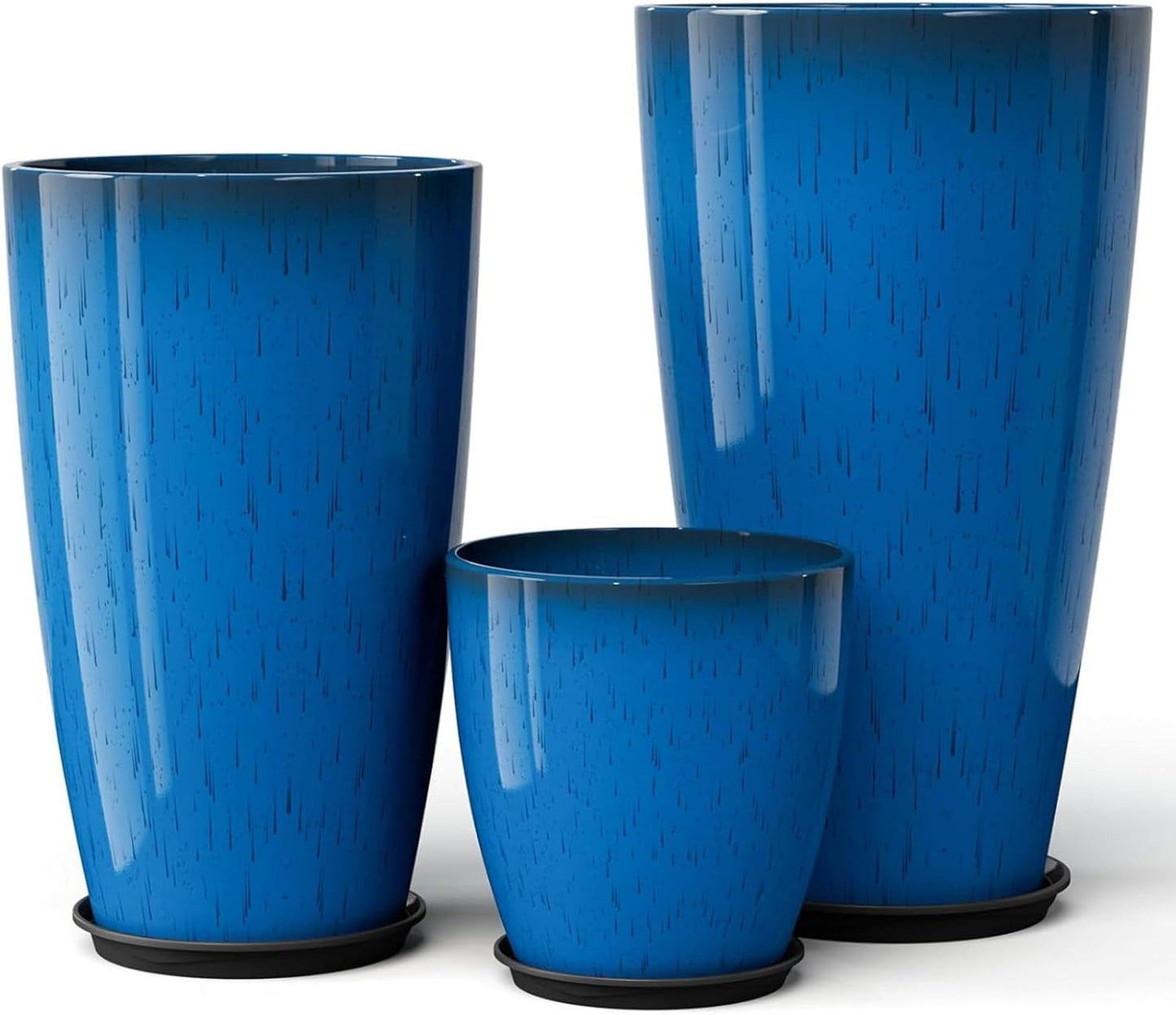 QCQHDU 24,21,11 inch Large Planters with Drainage Hole & Saucer, Set of 3 Plant Pots Tall Planter for Indoor & Outdoor Plants Home Modern Decor