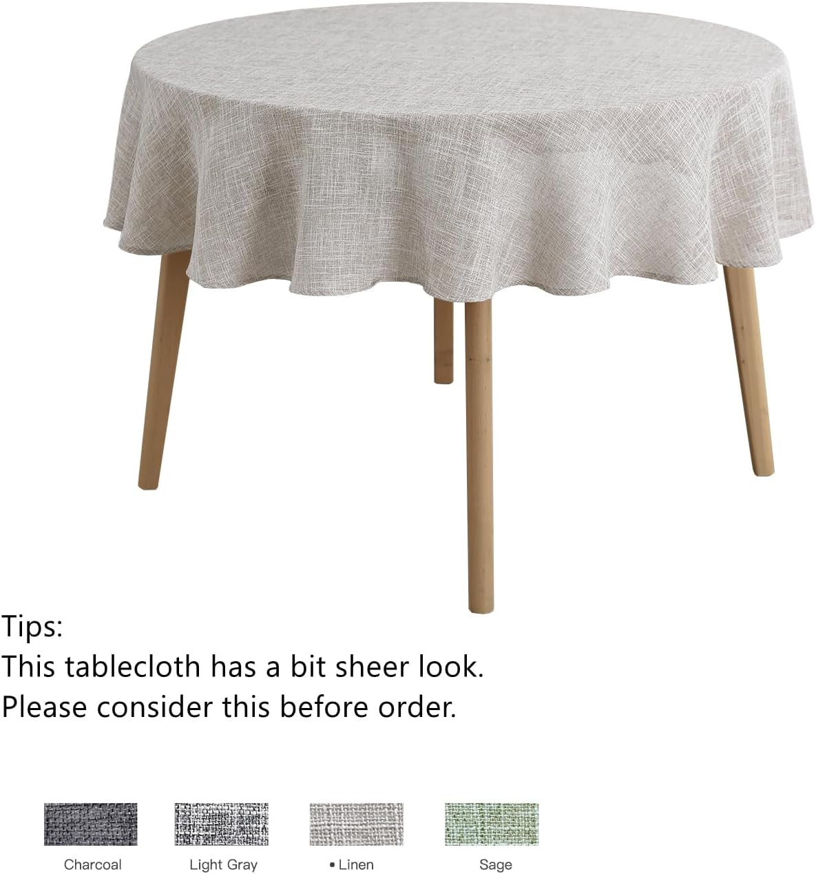 maxmill Flaxy Faux Linen Tablecloth with 2-Tone Slubby Texture Wrinkle Resistant Anti-Shrink Soft Table Cloth for Kitchen Dining Restaurant Tabletop for Event Holiday Dinner Round 70 Inch Linen