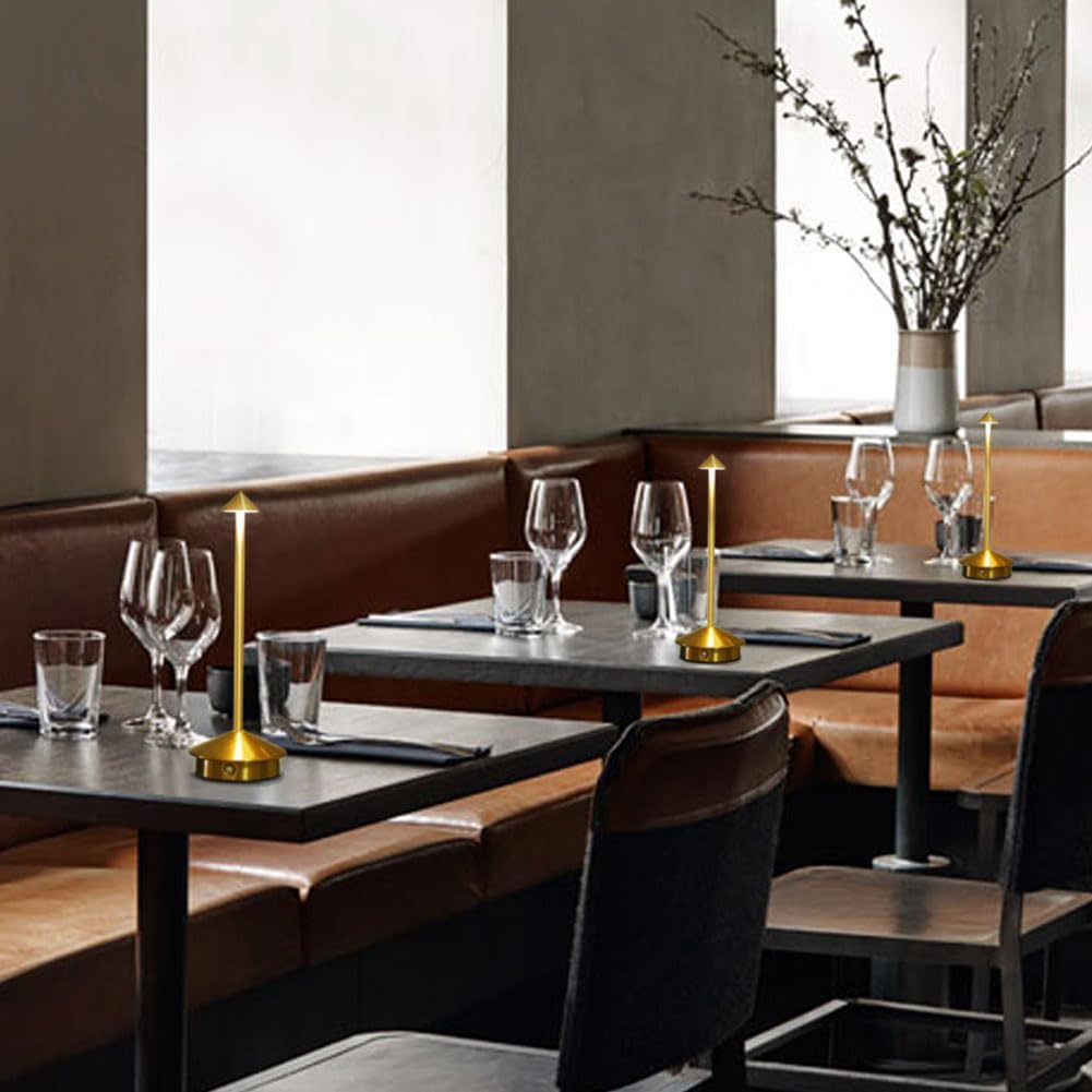 2 Pack Cordless LED Table Lamp, Rechargeable 5200mAH Battery Operated Lamp for Decor, 3 Color Stepless Dimming Desk Lamps, for Restaurant, Bedroom, Outdoor Camping, Coffee Shop, Night Light